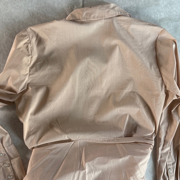 Chico’s light tan button down shirt dress with wrap around sarong sample sale - Picture 6 of 6